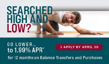 VBT February 2021 Offers Image Man with brown hair in flannel pants and white tshirt looking under bed seemingly for a better interest rate on his visa credit card